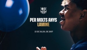 亚马尔18岁生日，巴萨官推晒海报送祝福：生日快乐，拉明！